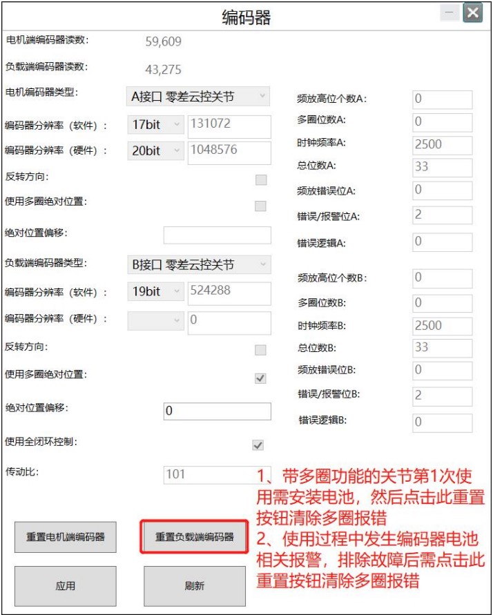 負(fù)載端編碼器復(fù)位操作